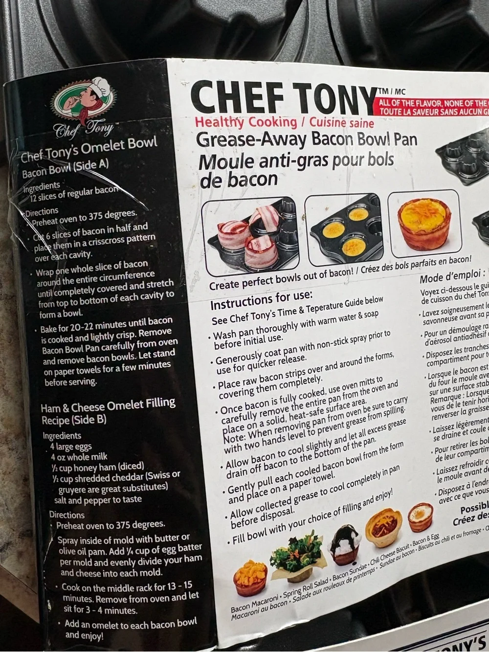 Chef Tony  Bacon Bowl Pan Grease Away-EXCLUSIVE 2 Piece Set